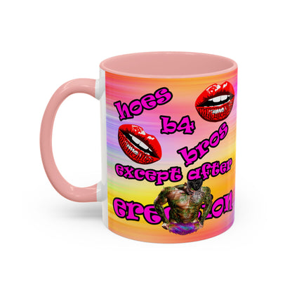 hoes b4 bros - Accent Mug (color blur)