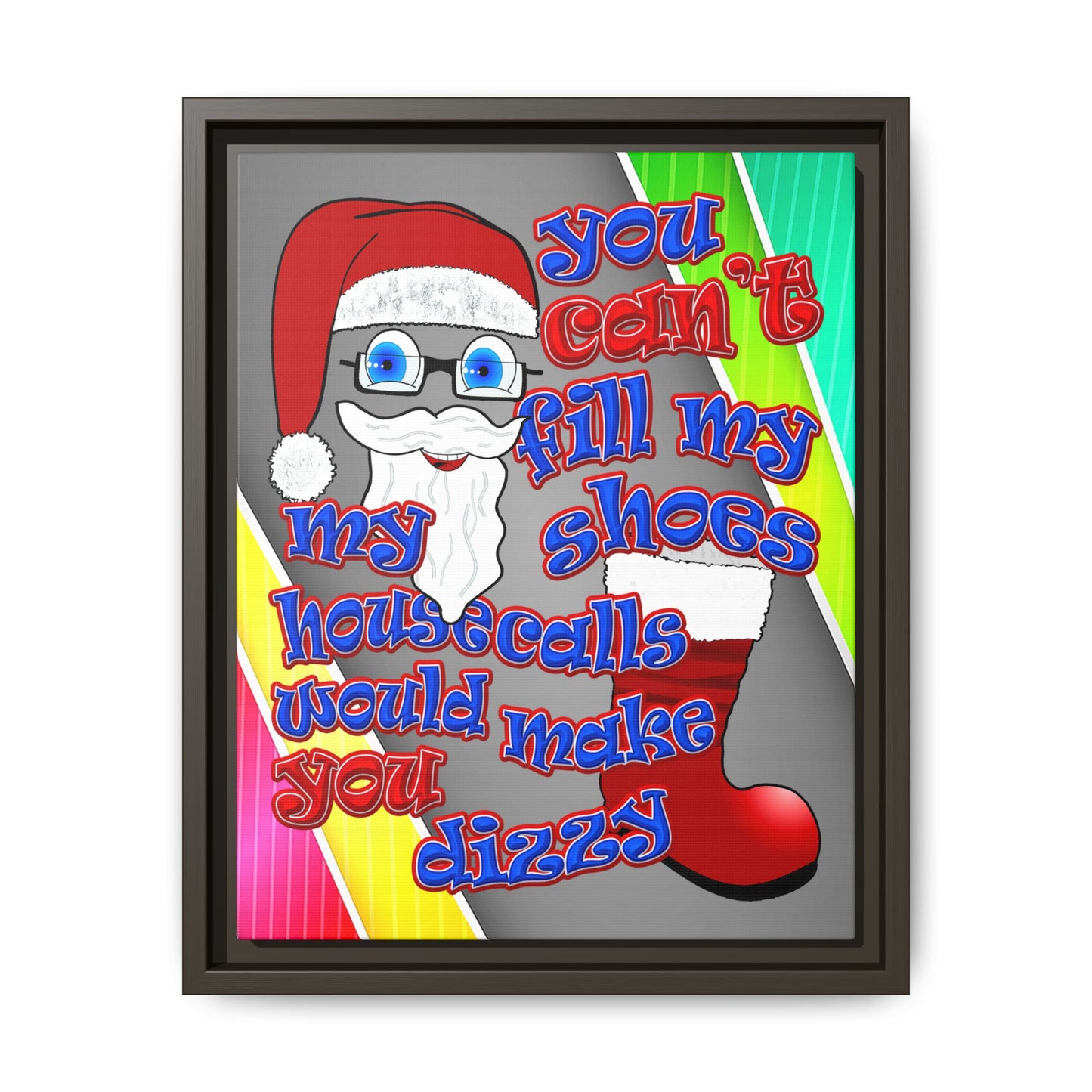 santa's shoes - framed canvas art (rainbow split)