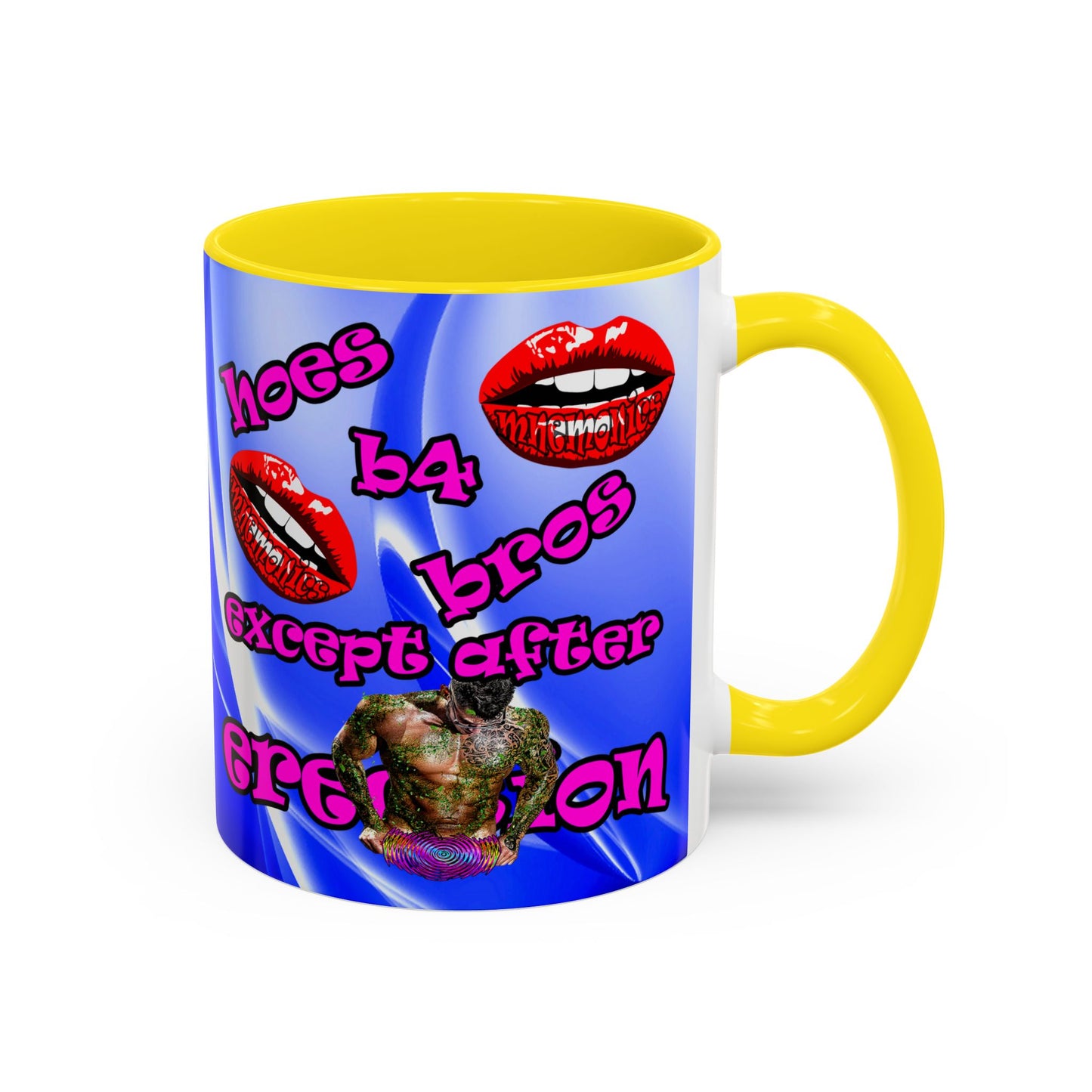 hoes b4 bros - Accent Mug (blue-white wave)
