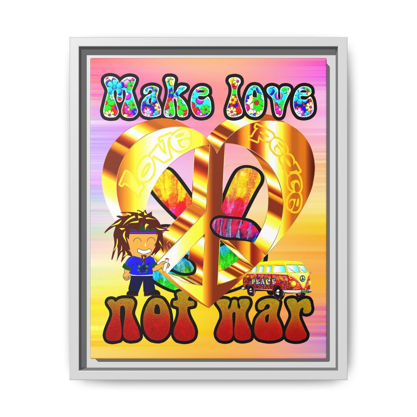 love peace - framed canvas art (color blur)