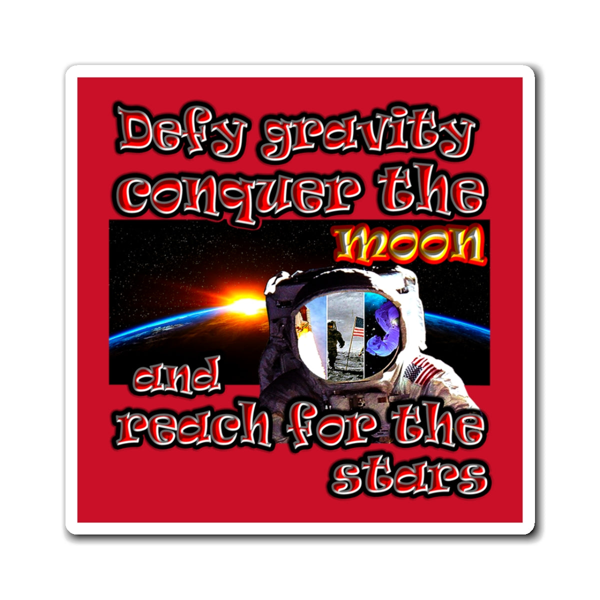 defy conquer reach - Magnets - (dark red)