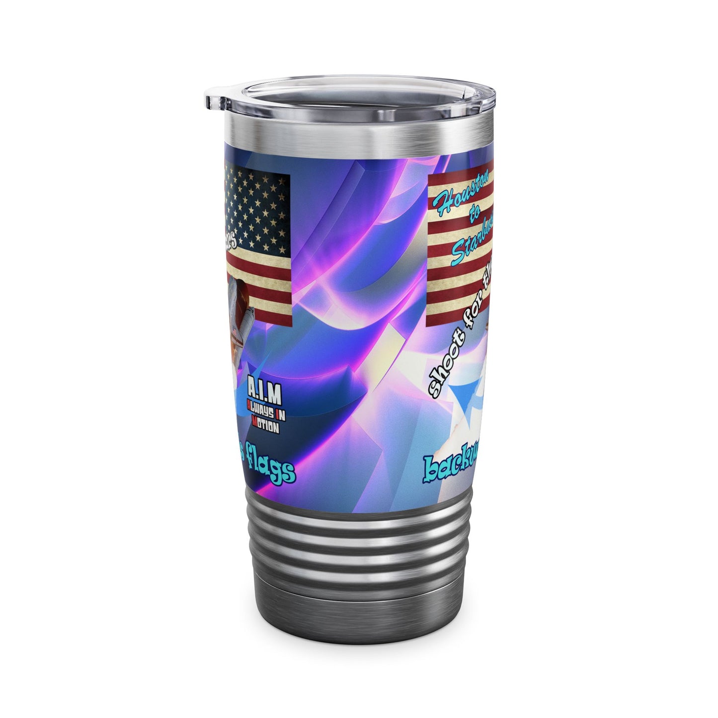 shoot for the stars - Ringneck Tumbler, 20oz (grey-pink wave)