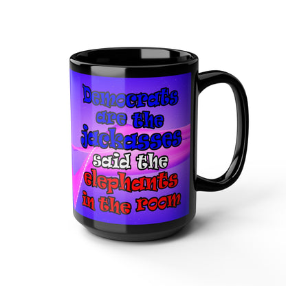 donkeys and elephants - Black Mug (purple-pink wave)
