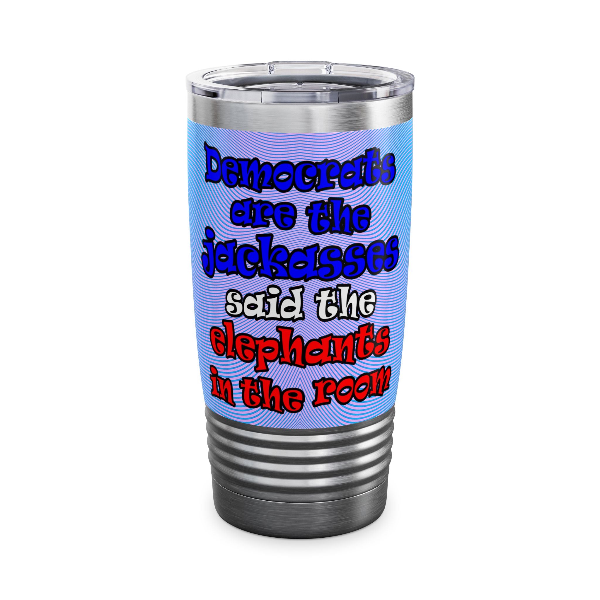donkeys and elephants - Ringneck Tumbler, 20oz (light blue-purple wave)