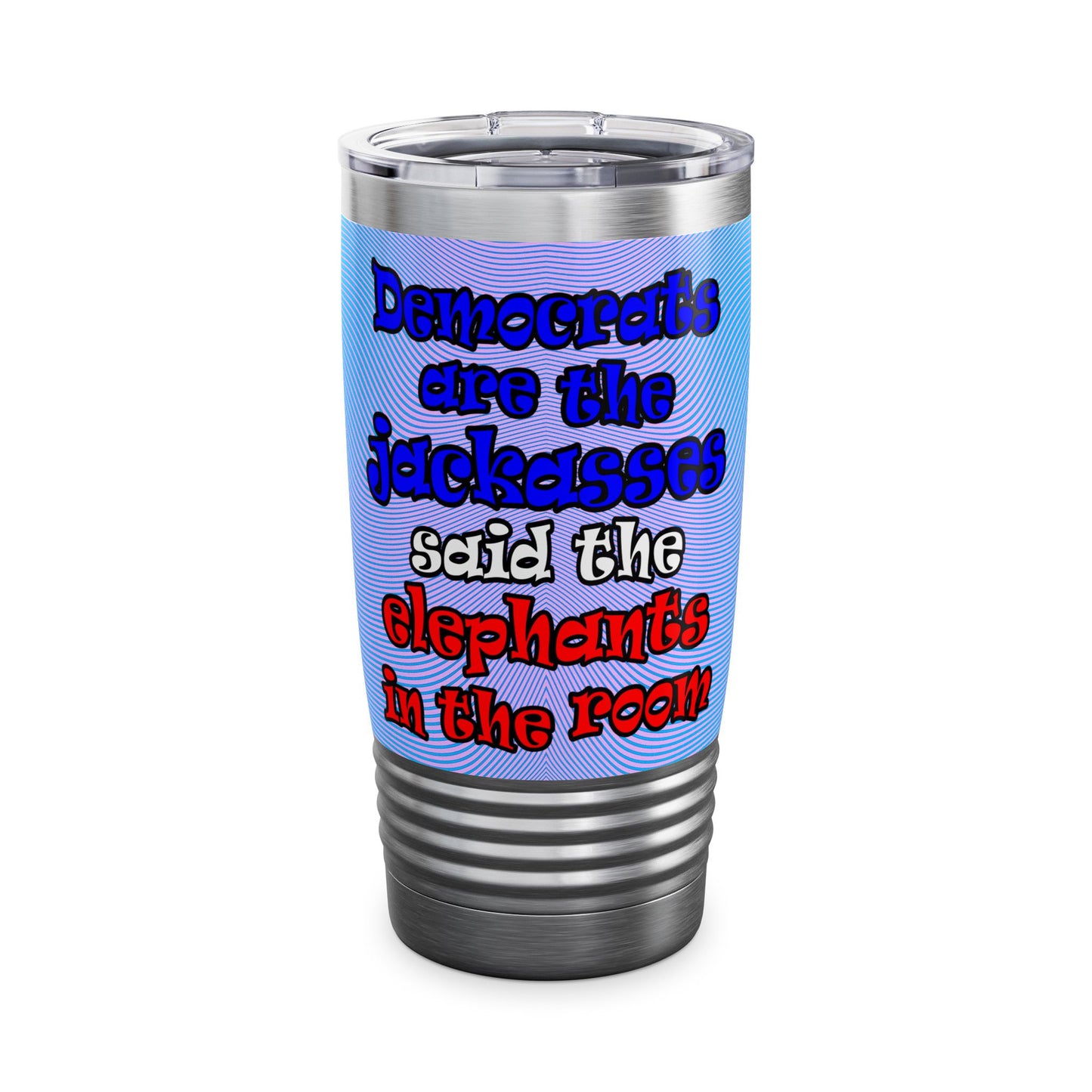 donkeys and elephants - Ringneck Tumbler, 20oz (light blue-purple wave)