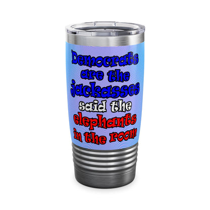 donkeys and elephants - Ringneck Tumbler, 20oz (light blue-purple wave)