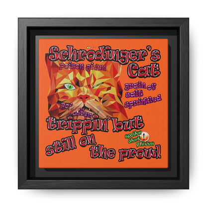 schrodinger's cat - framed canvas art (orange)