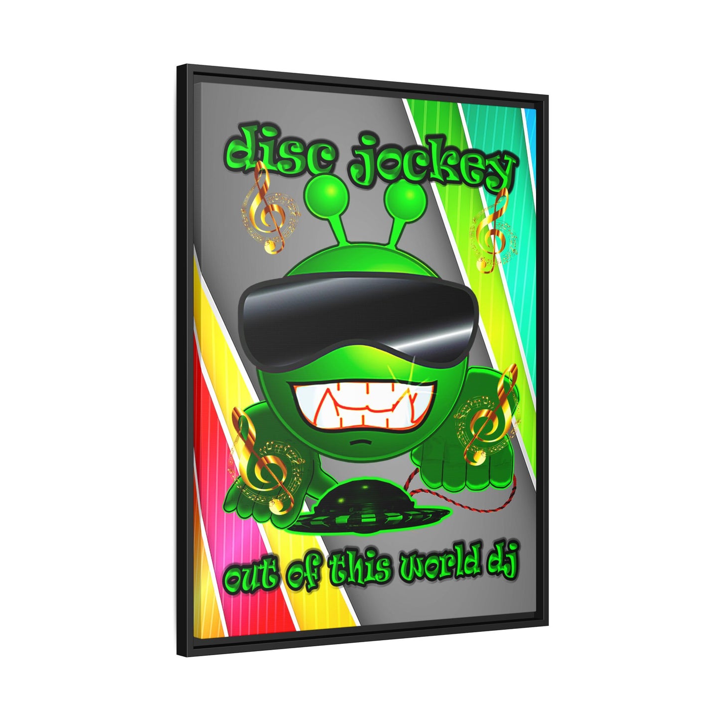 disc jockey - framed canvas art (rainbow split)