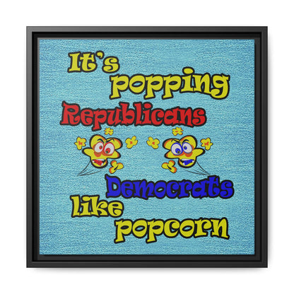 popping like popcorn - framed canvas art (faded dark blue)