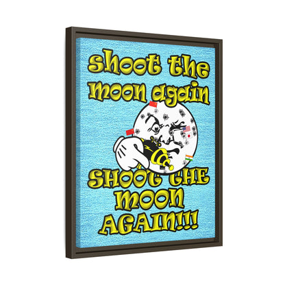 shoot the moon again - framed canvas art (faded blue)