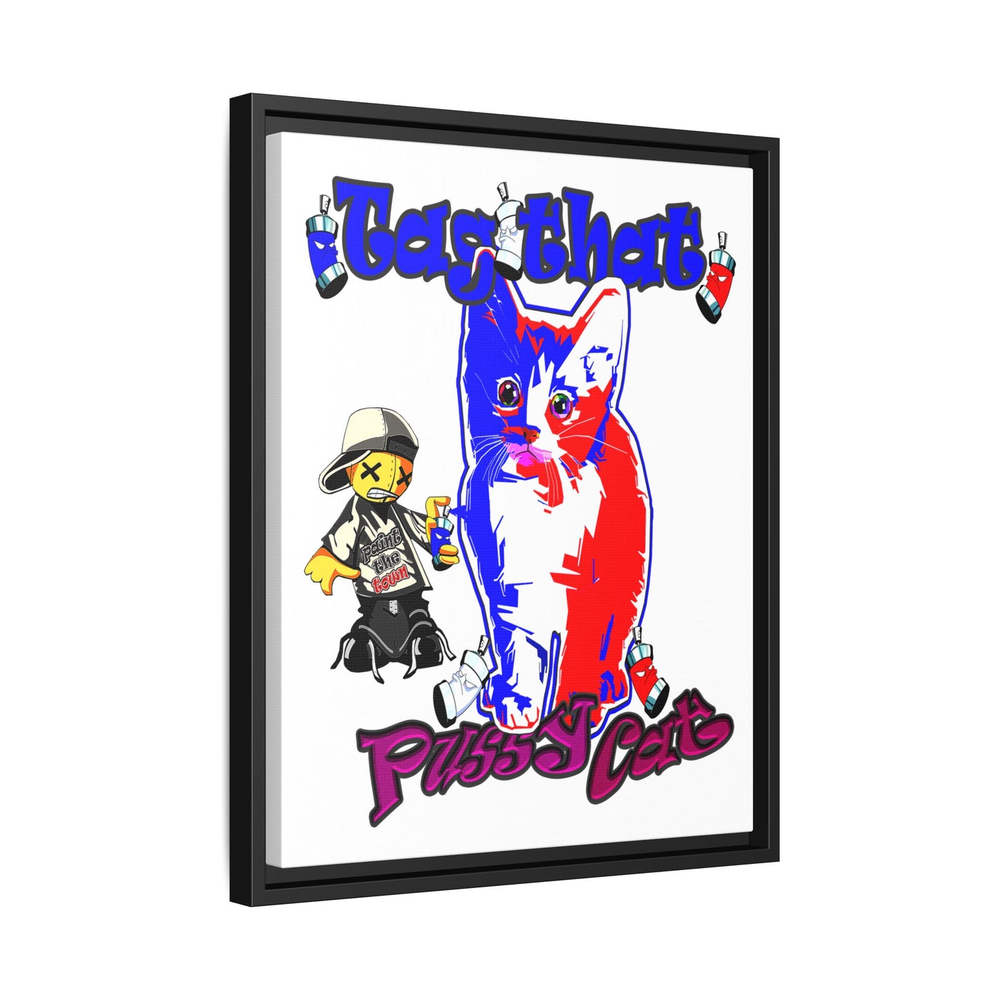 tag that - framed canvas art (white)