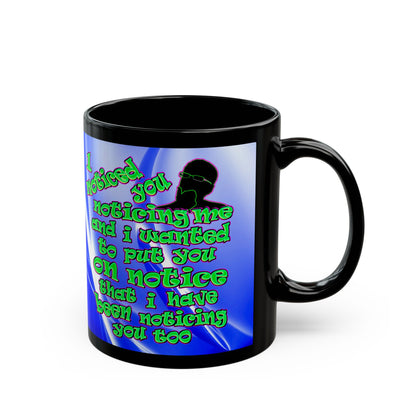 noticed you noticing - Black Mug (blue-white wave)