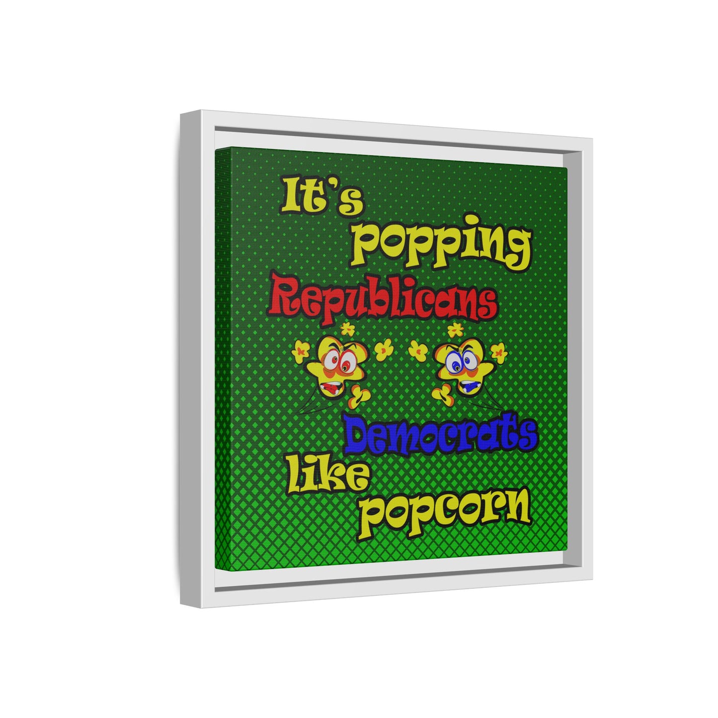 popping like popcorn - framed canvas art (logo green)