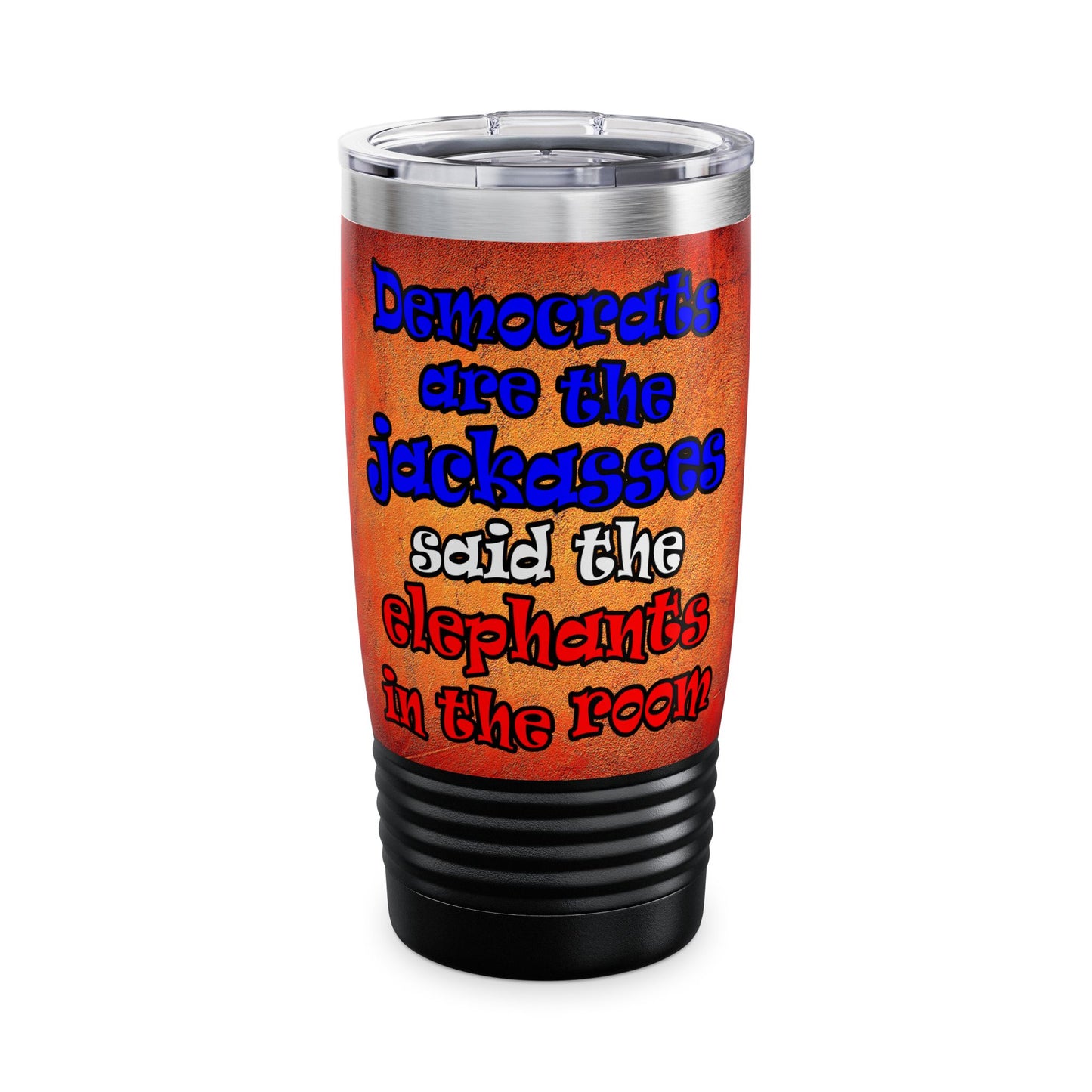 donkeys and elephants - Ringneck Tumbler, 20oz (burnt orange)