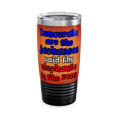 donkeys and elephants - Ringneck Tumbler, 20oz (burnt orange)