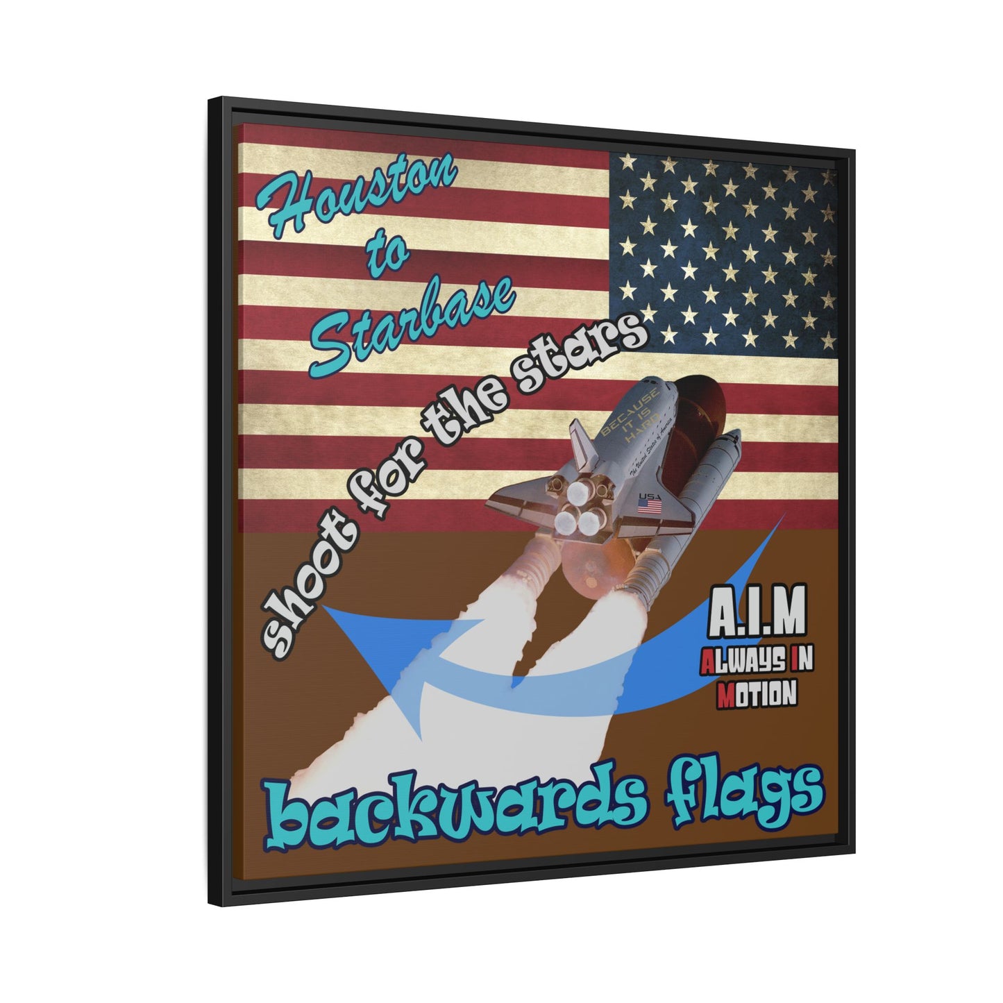 shoot for the stars - framed canvas art (brown)