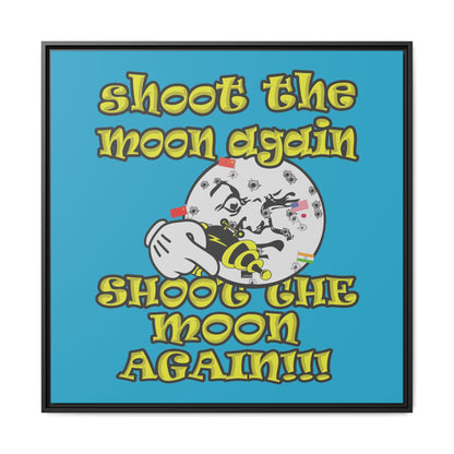 shoot the moon again - framed canvas art (turquoise)