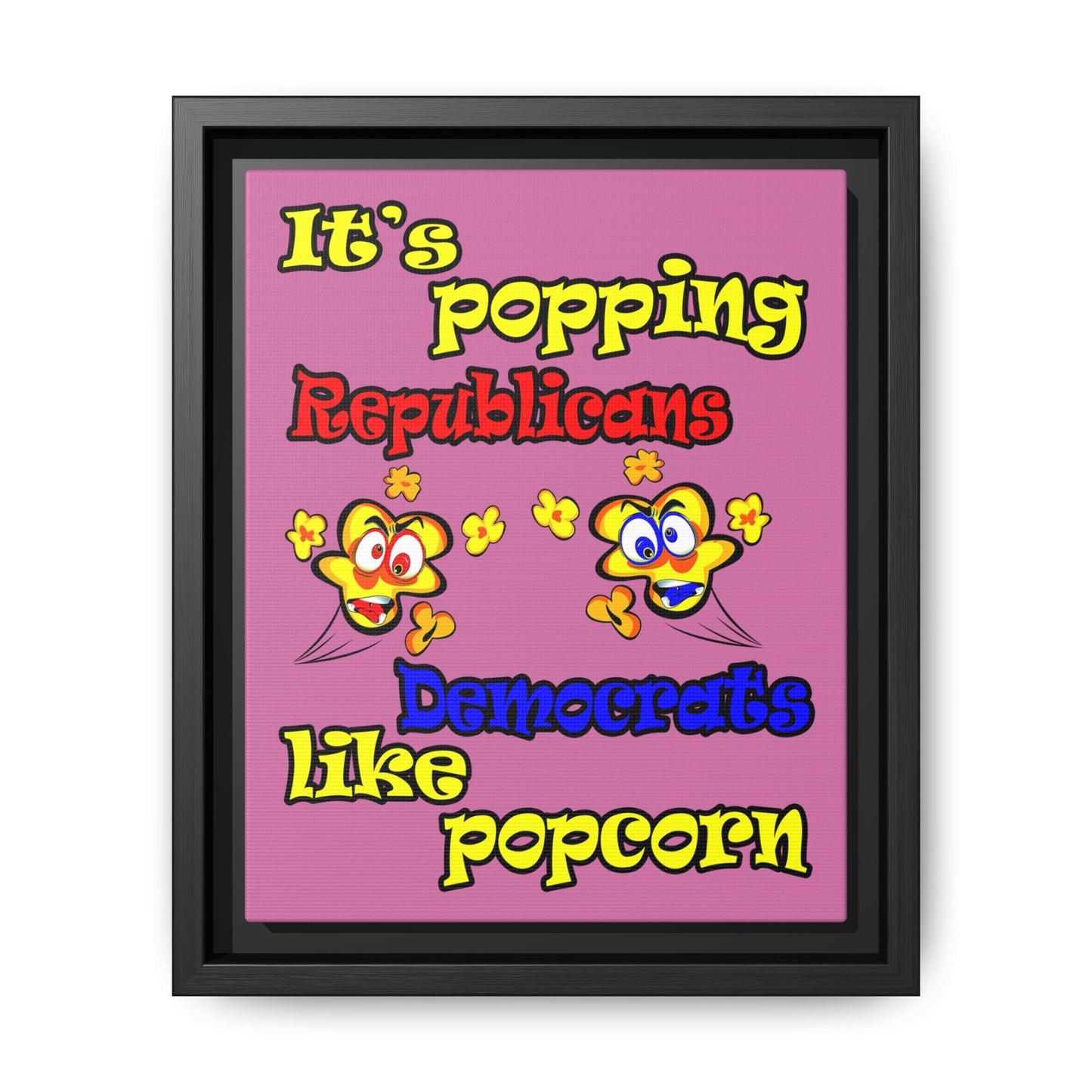 popping like popcorn - framed canvas art (light pink)
