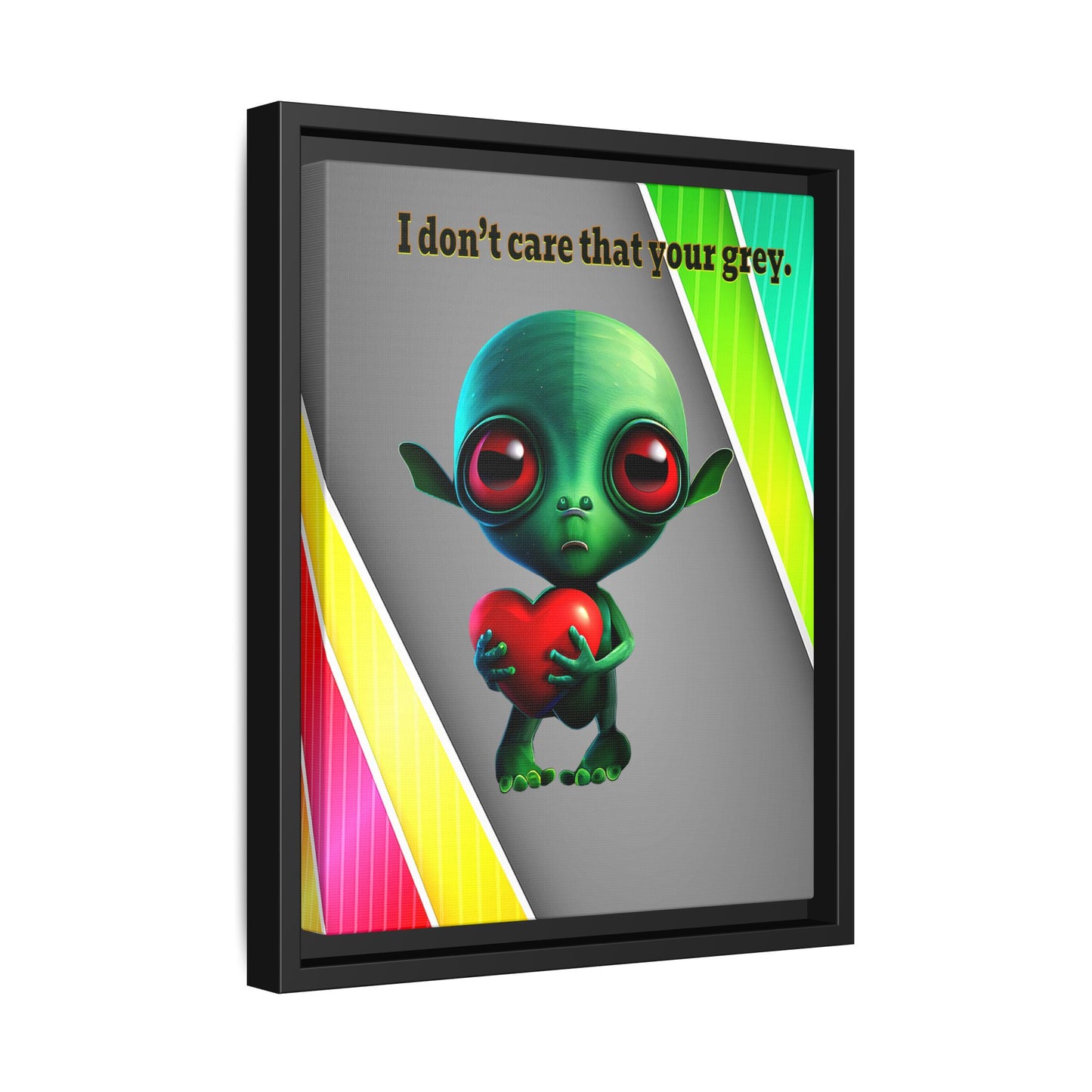 I don't care that your grey - framed canvas art (rainbow split)