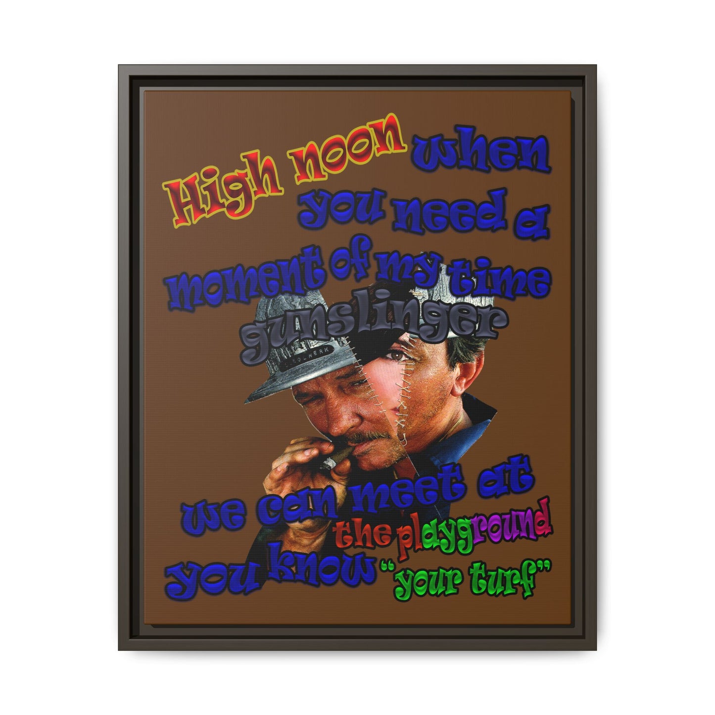 high noon - framed canvas art (brown)