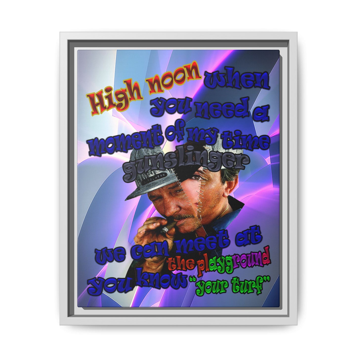 high noon - framed canvas art (grey-pink wave)