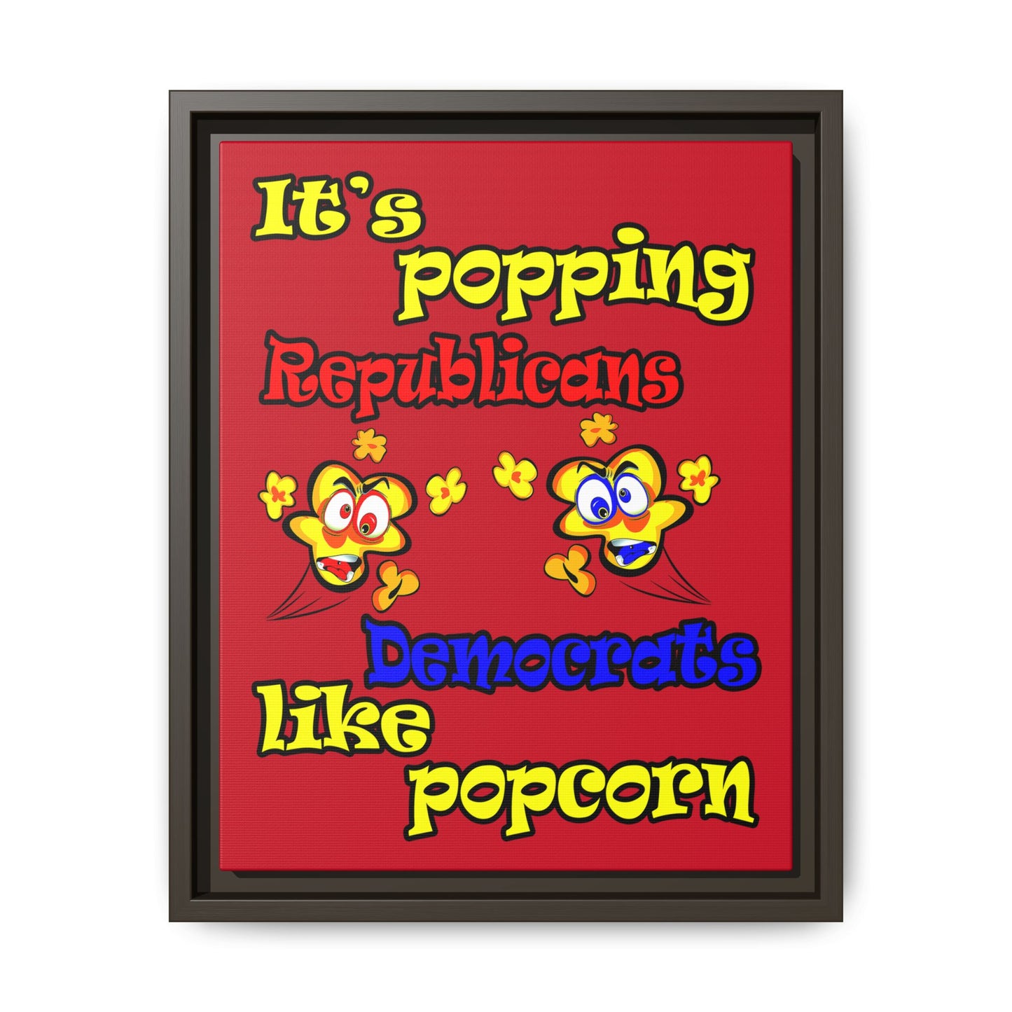 popping like popcorn - framed canvas art (dark red)