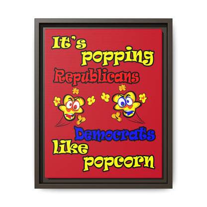 popping like popcorn - framed canvas art (dark red)