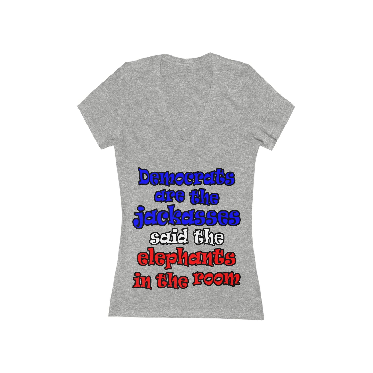 donkeys and elephants - Women's Jersey Short Sleeve Deep V-Neck Tee