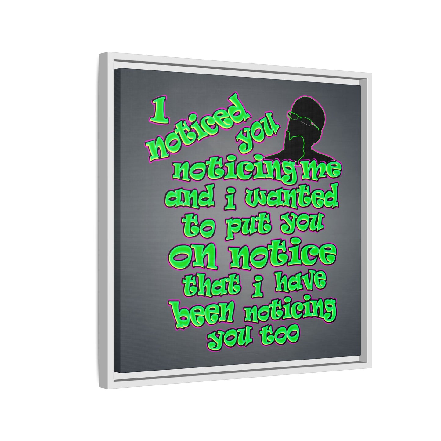 noticed you noticing - framed canvas art (grey-light grey)