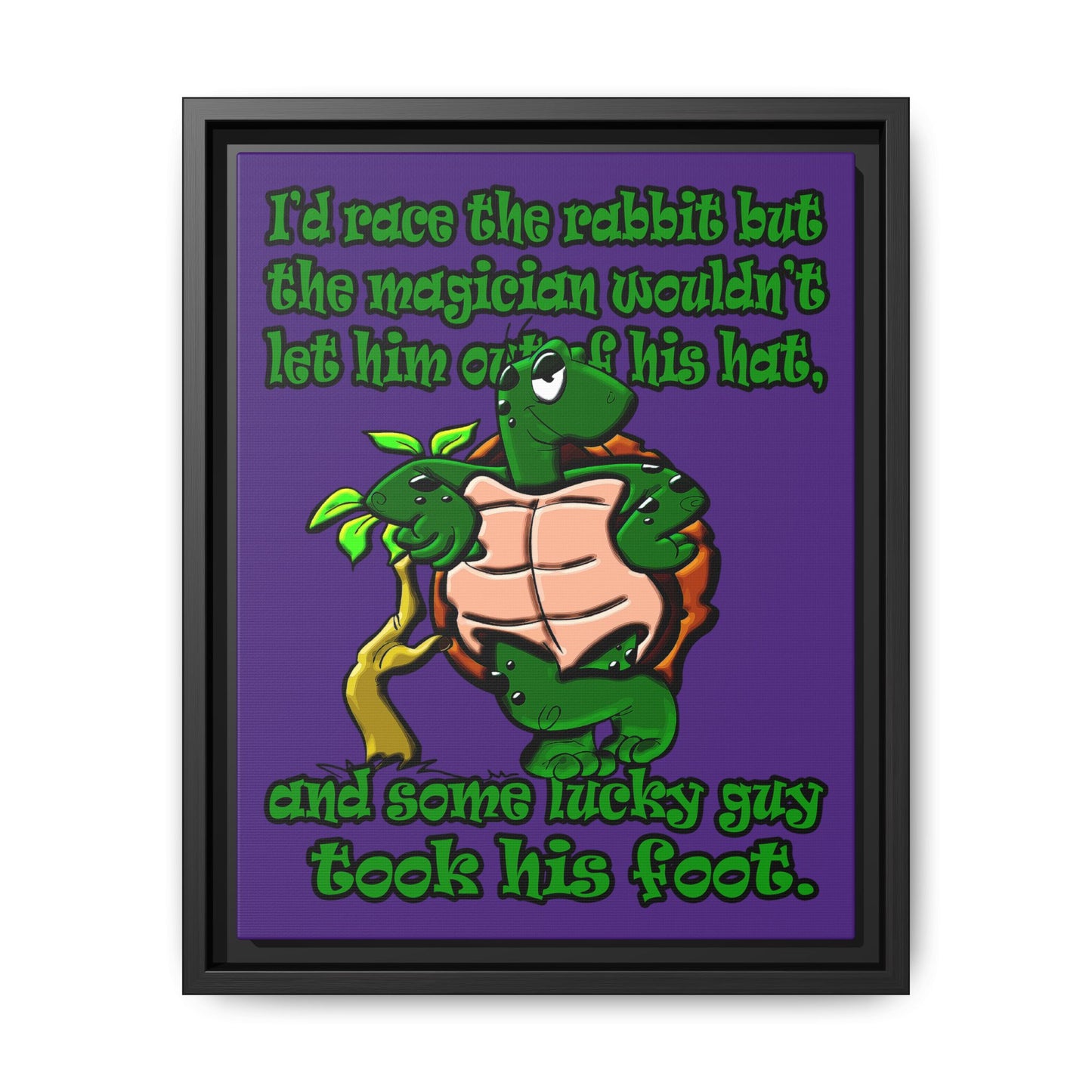 turtle race - framed canvas art (purple)