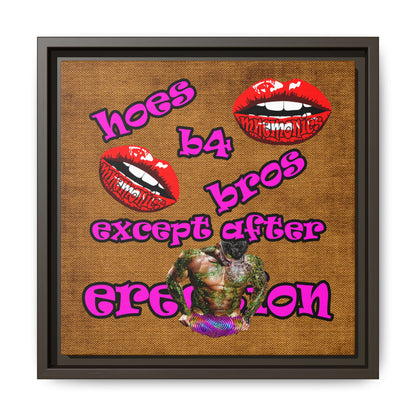 hoes b4 bros - framed canvas art (brown papyrus)