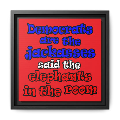 donkeys and elephants - framed canvas art (red)