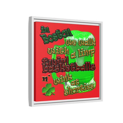 celtics logo - framed canvas art (red)