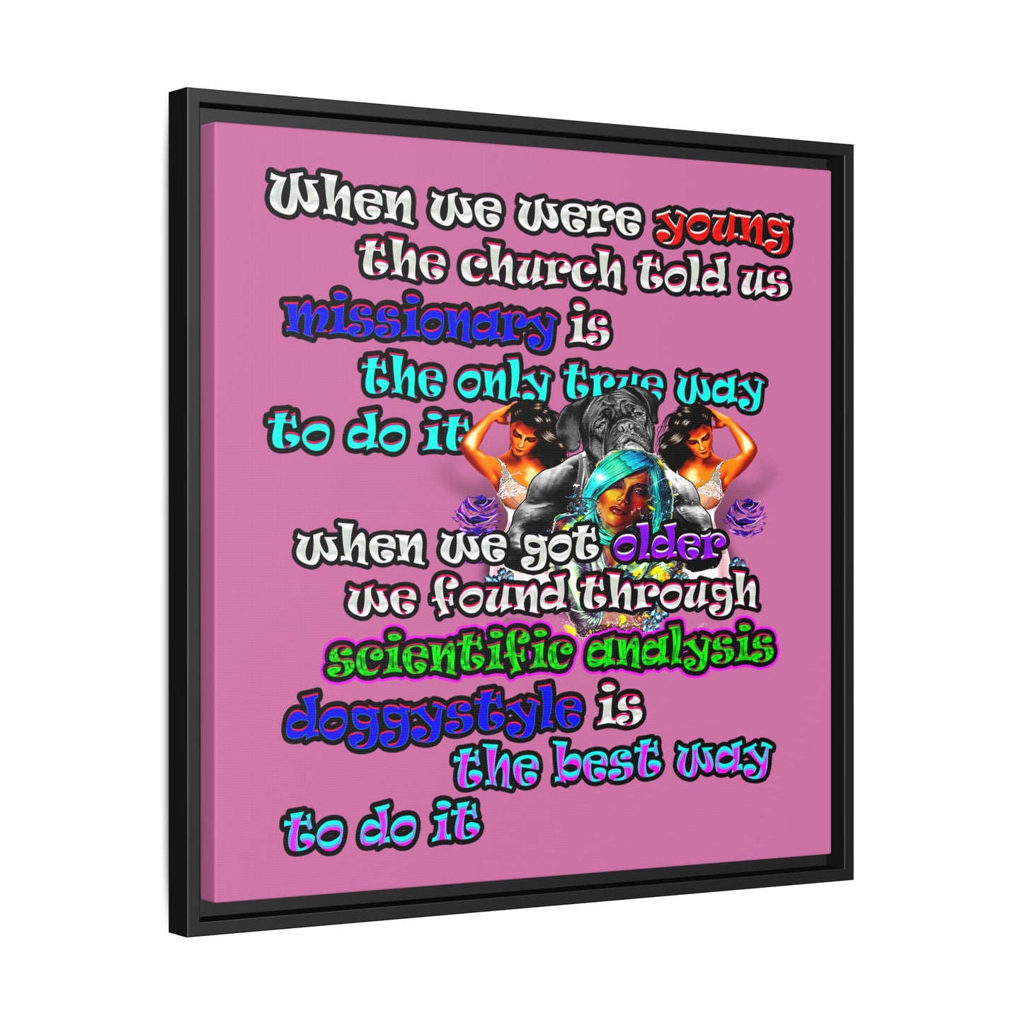doggystyle - framed canvas art (light pink)