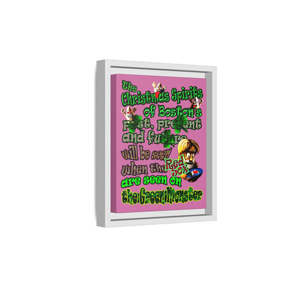 christmas spirits of boston - framed canvas art (light pink)
