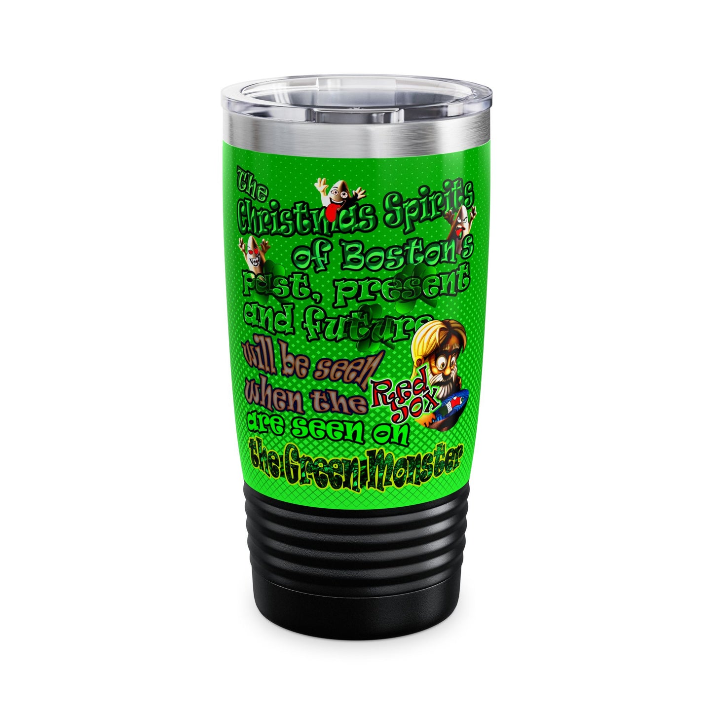 christmas spirits of boston - Ringneck Tumbler, 20oz (logo green)
