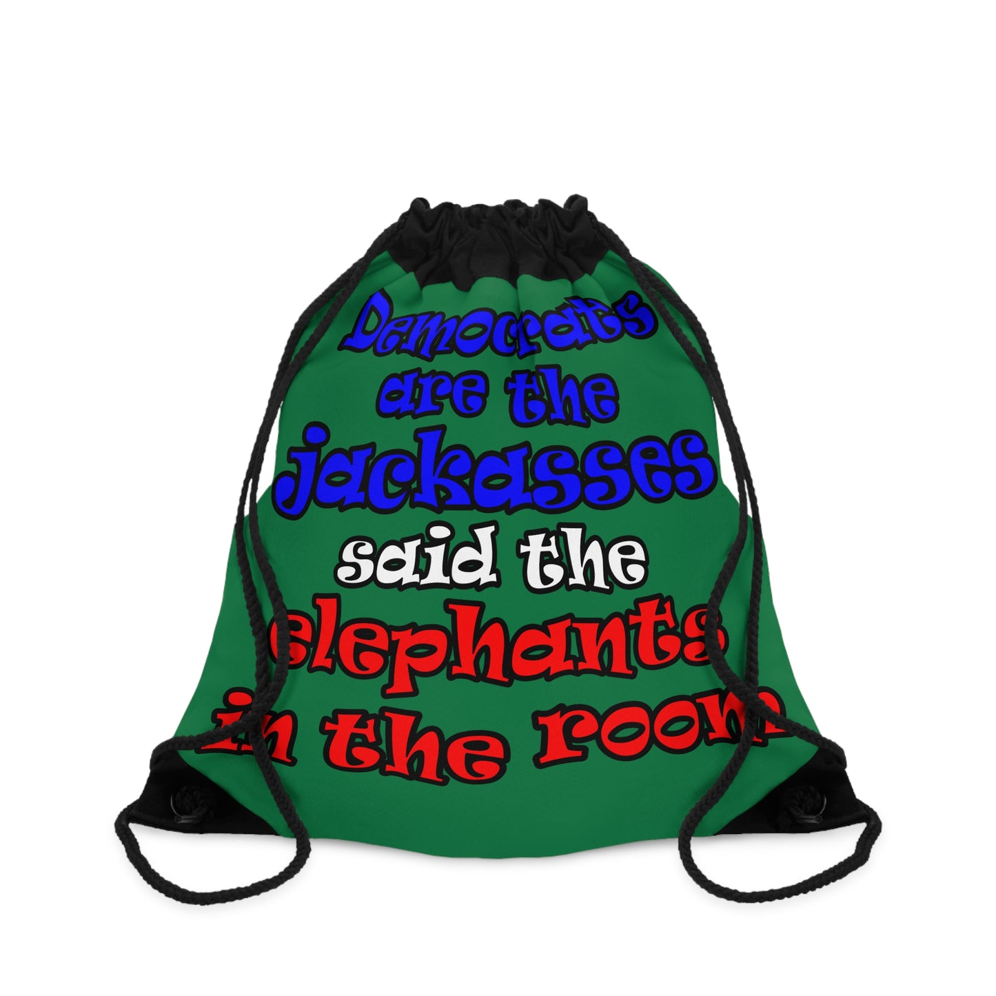 donkeys and elephants - Drawstring Bag (dark green)