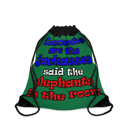 donkeys and elephants - Drawstring Bag (dark green)