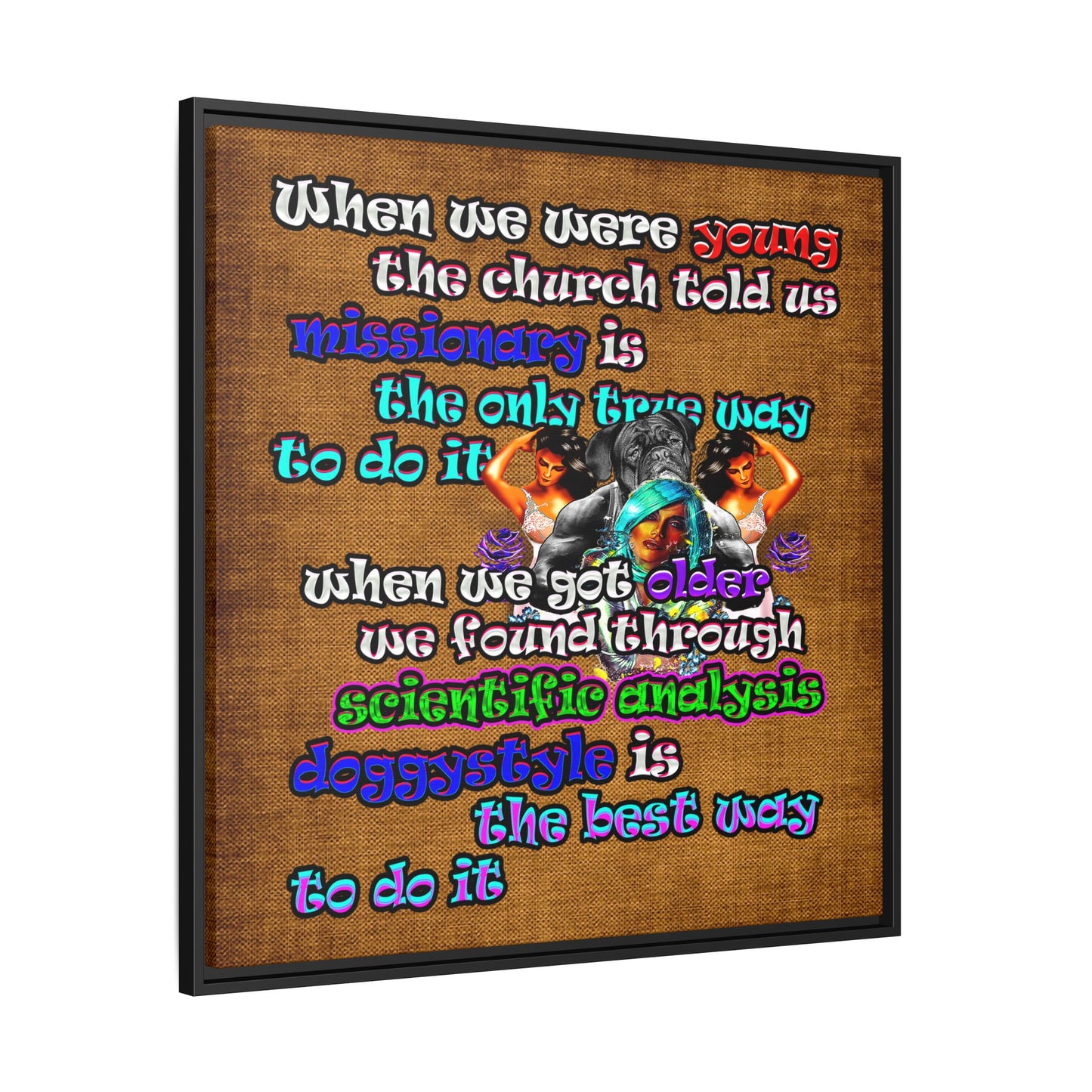 doggystyle - framed canvas art (brown papyrus)