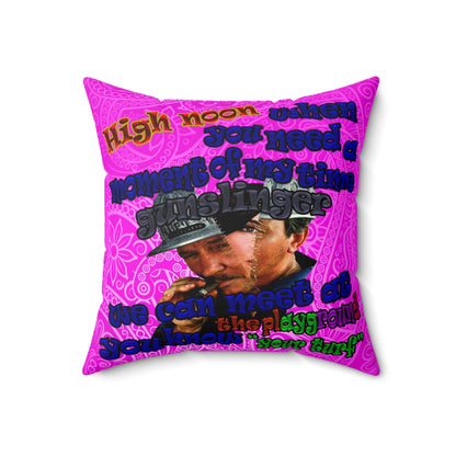 high noon - Faux Suede Square Pillow - (pink swirl)