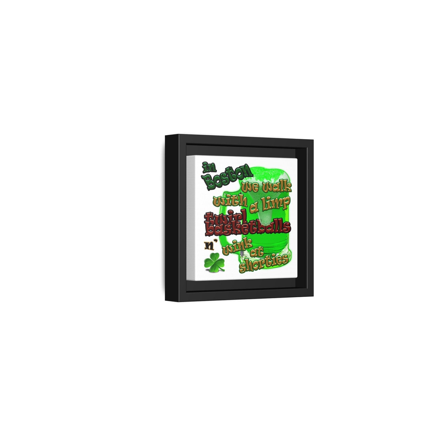 celtics logo - framed canvas art (white)