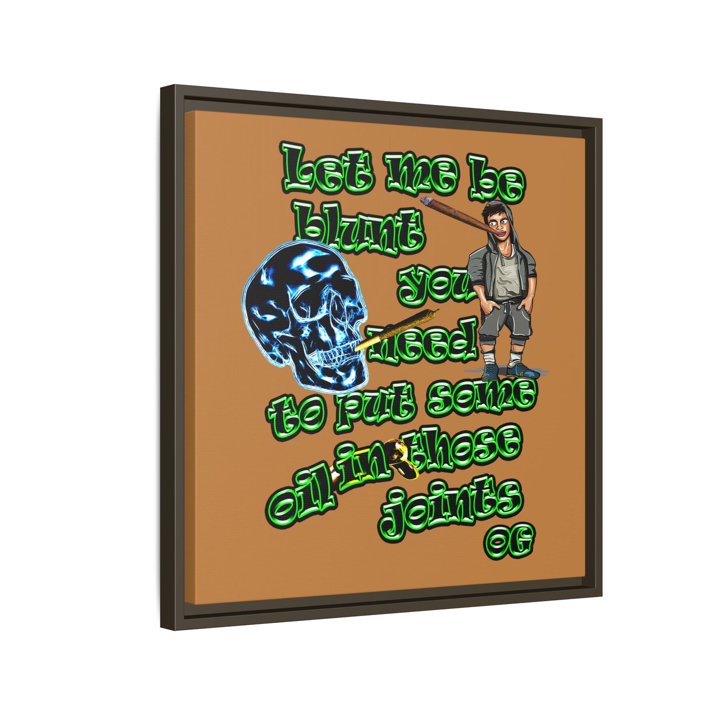 og - framed canvas art (light brown)
