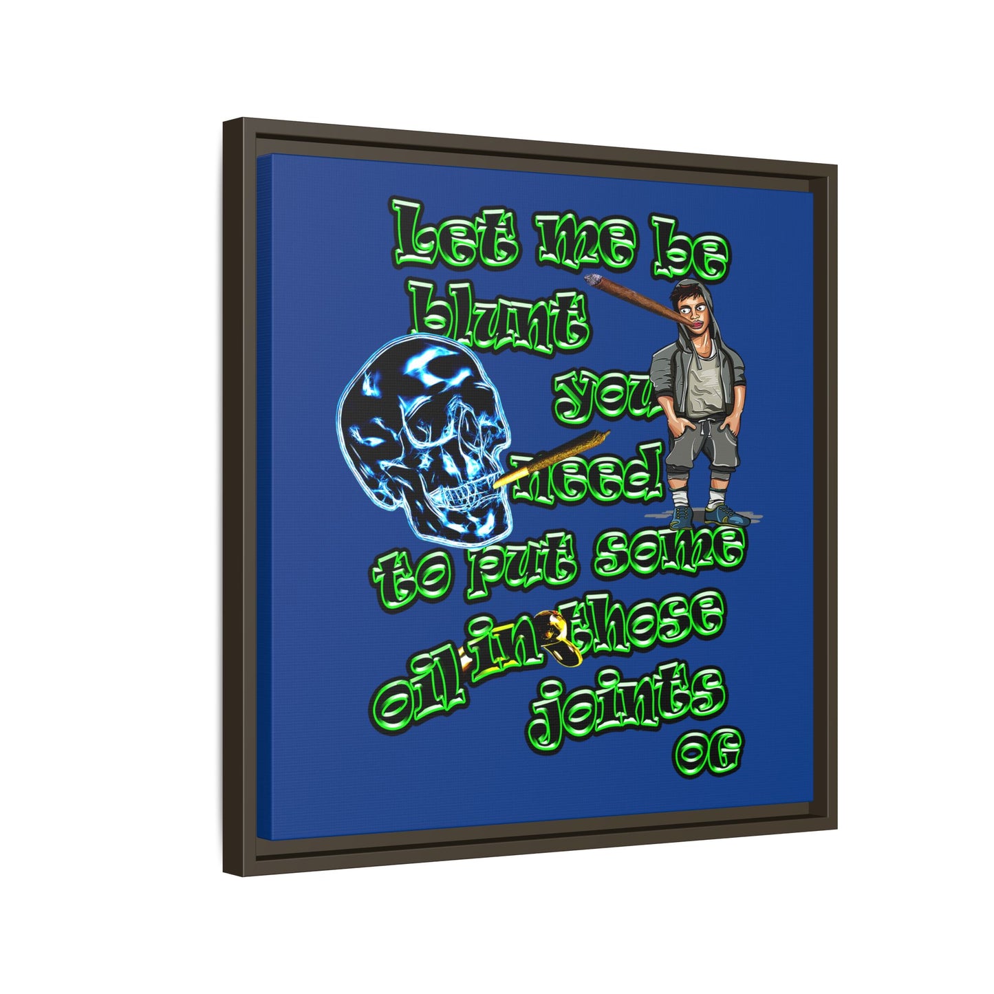 og - framed canvas art (dark blue)