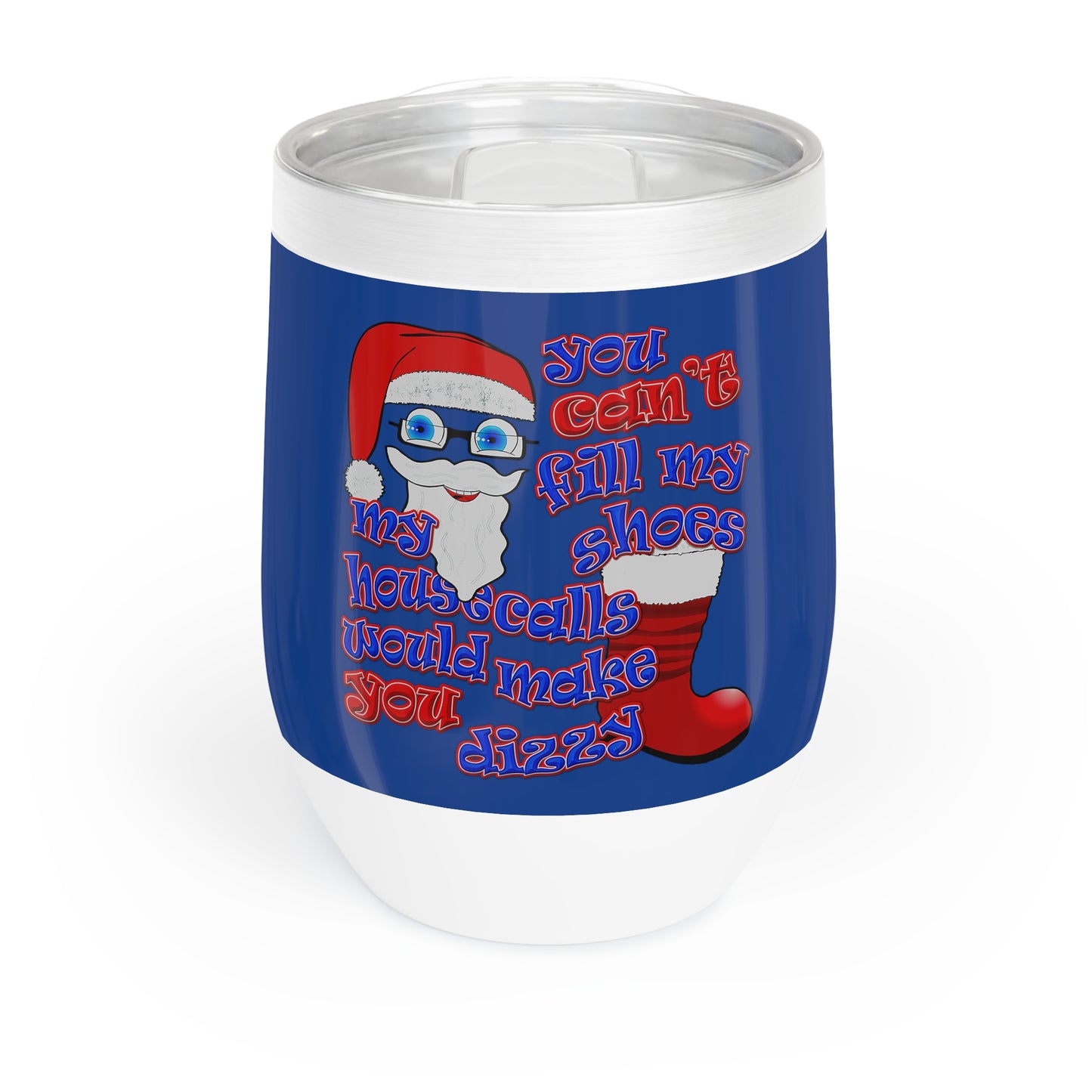 santa's shoes - Chill Wine Tumbler (dark blue)