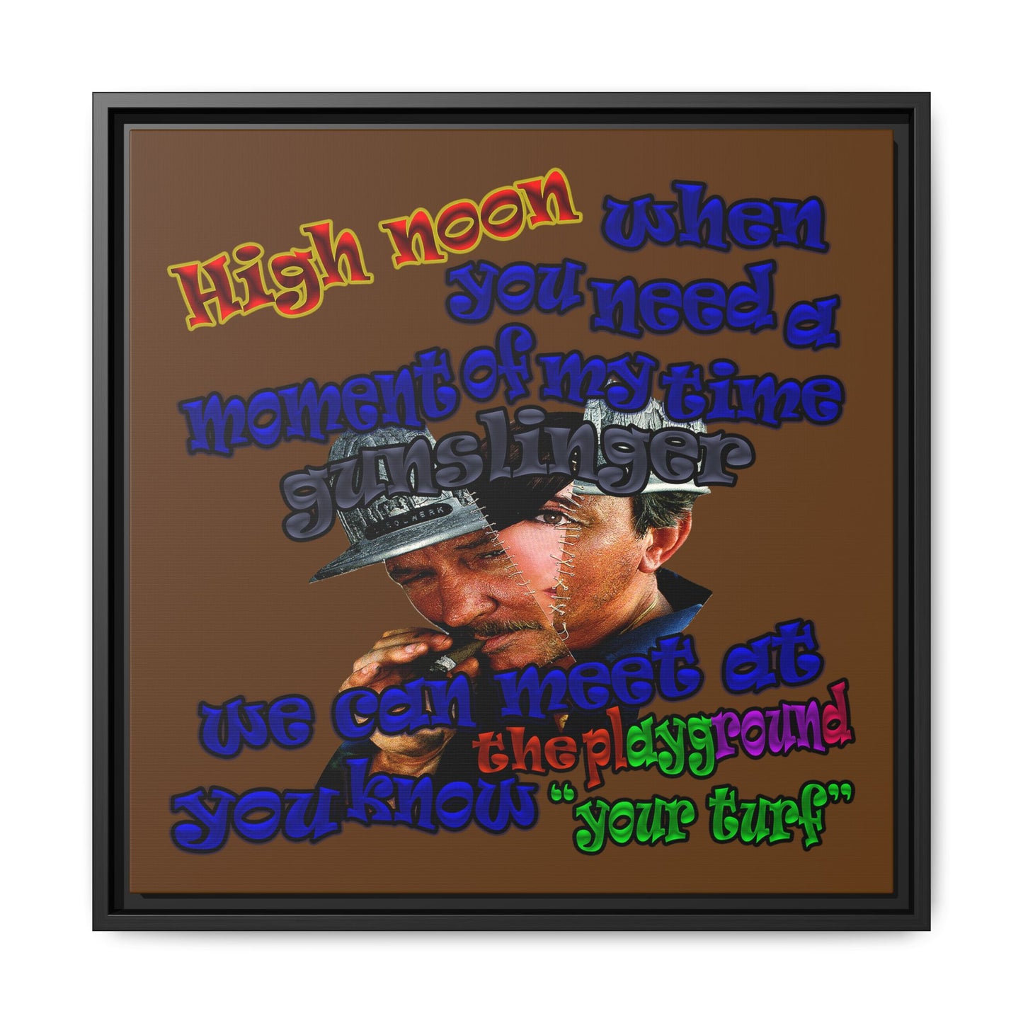 high noon - framed canvas art (brown)
