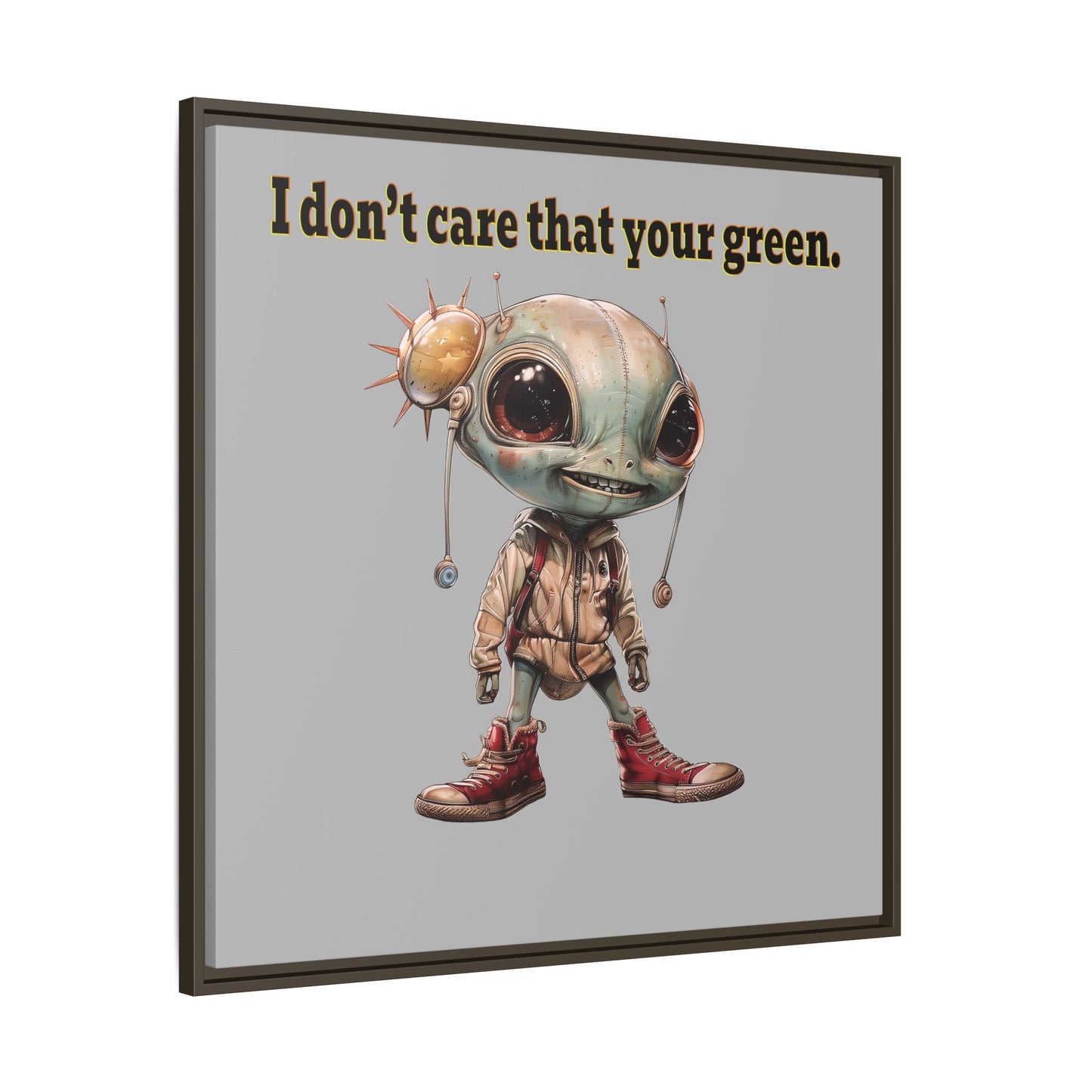 I don't care that your green - framed canvas art (light grey)