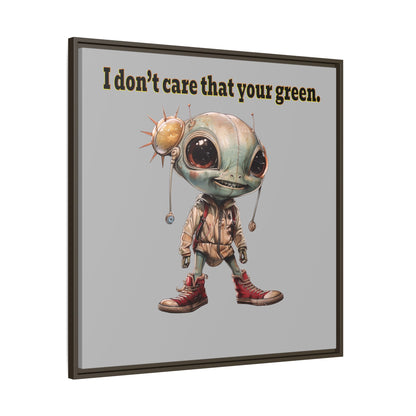 I don't care that your green - framed canvas art (light grey)
