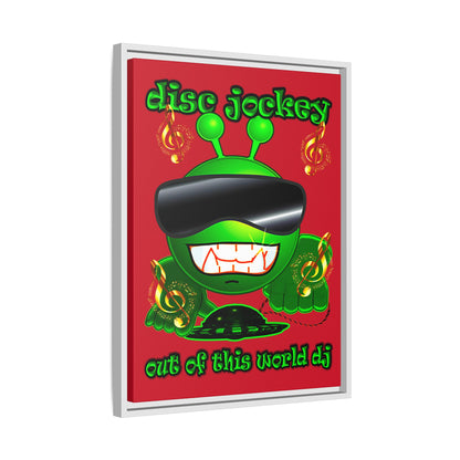 disc jockey - framed canvas art (dark red)