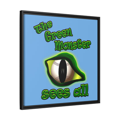 green monster - framed canvas art (light blue)