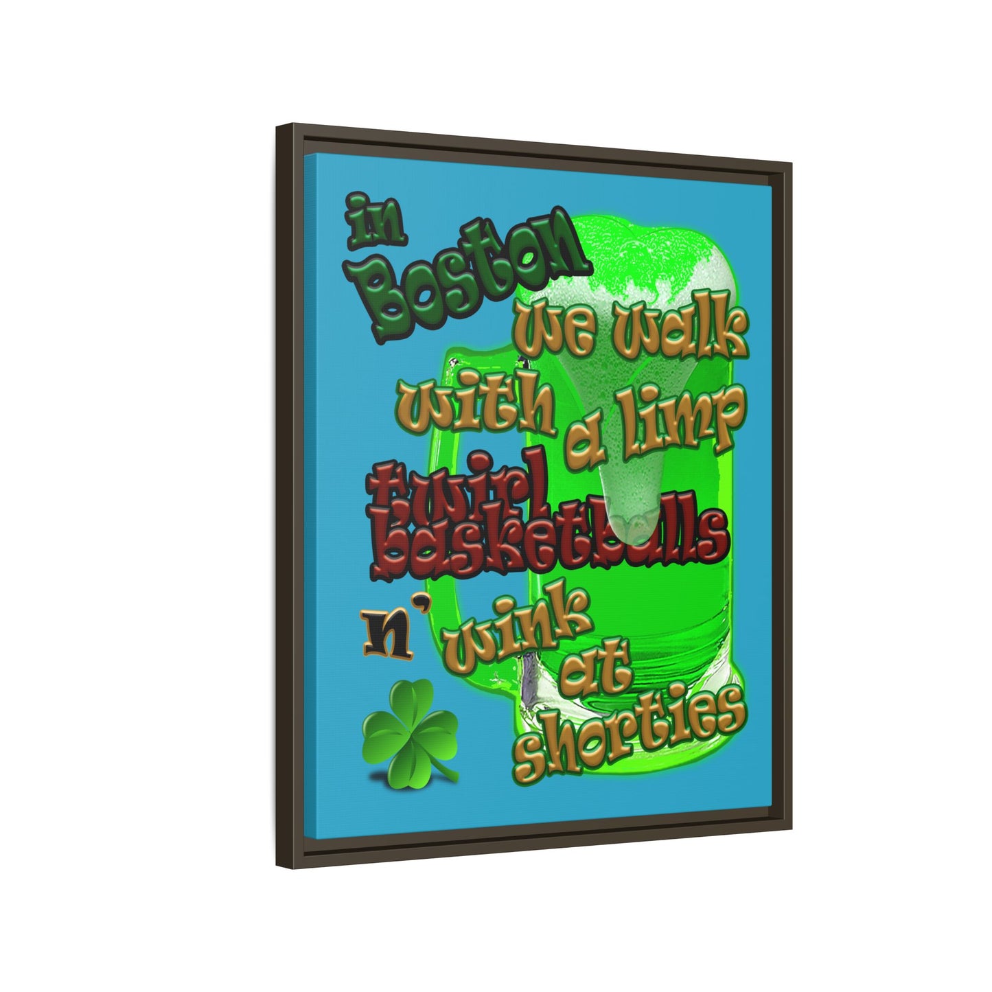 celtics logo - framed canvas art (turquoise)